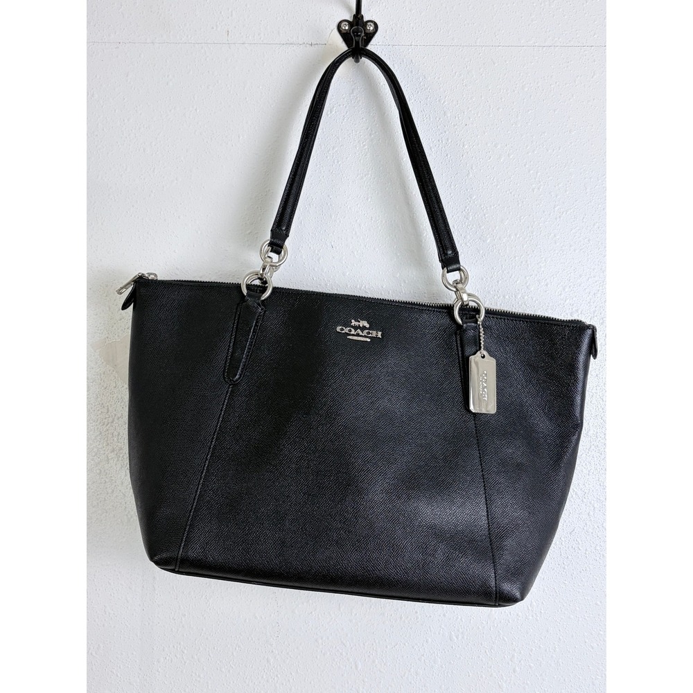 Coach Black Crossgrain Leather Ava Womens Tote Bag Large F57526